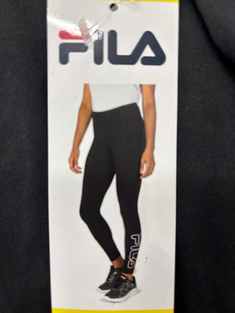 FILA Leggings Donna Multicolore Logo (NERO MEDIO) Nuovi senza etichette
