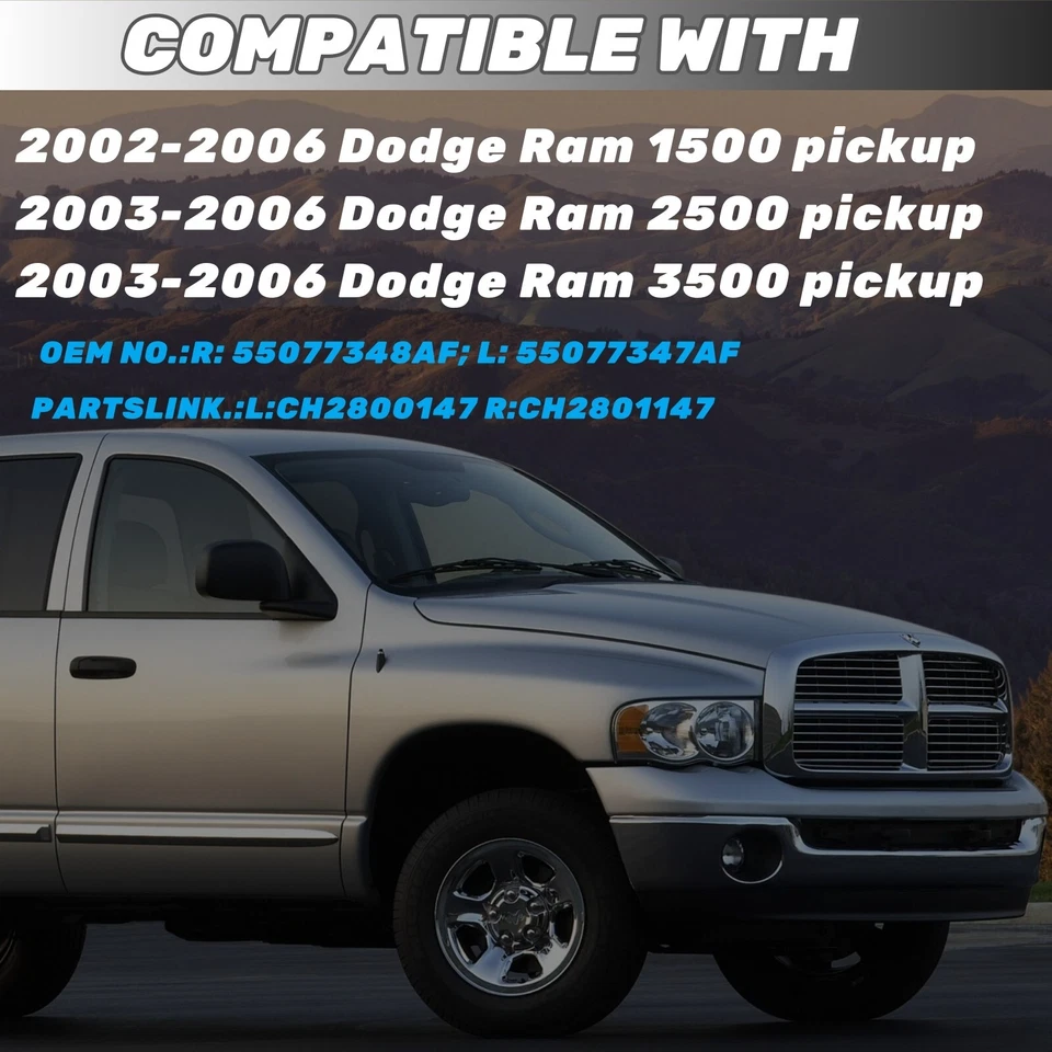 Taillights for Dodge Ram 1500 2500 3500 2002 2003 2004 2005 2006 Rear Lamps Pair - Imagem 2 de 4