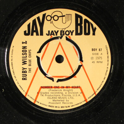 RUBY WILSON & BLUE CHIPS: number one in my heart JAY BOY 7'' Single 45 RPM UK