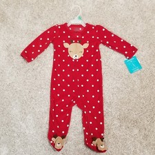 NWT CHRISTMAS Winter Carter's Child of Mine Toddler Fleece Pajamas w/Feet 6-9m