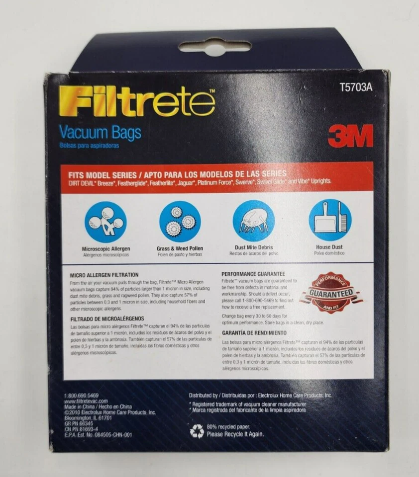 3M Filtrete Vacuum Bags for Dirt Devil U Deluxe and MVP uprights - Image 3 of 4
