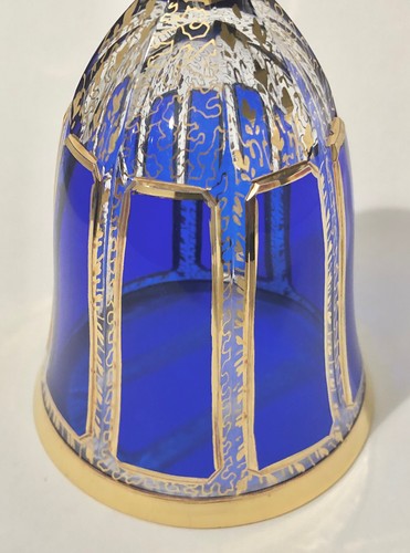8 Moser Bohemian Goblets, Cabachon Overlay Crystal, Royal Blue - Picture 9 of 9