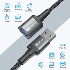 Cable de extensión USB 10 pies, extensor USB 3.0 largo, USB tipo macho a hembra Xbox