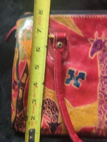 Vintage? GIRAFFE Handtasche gestempelt Leder BUNT Handtasche rot blau gelb grün - Bild 19 von 21