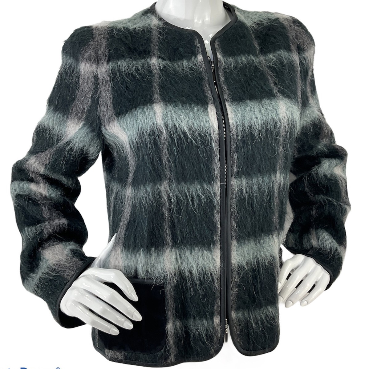 ジャケット・アウター EMPORIO ARMANI mohair tailored jacket 46 Emporio Armani Blazer Jacket Women Sz 46 Made in Romania Wool