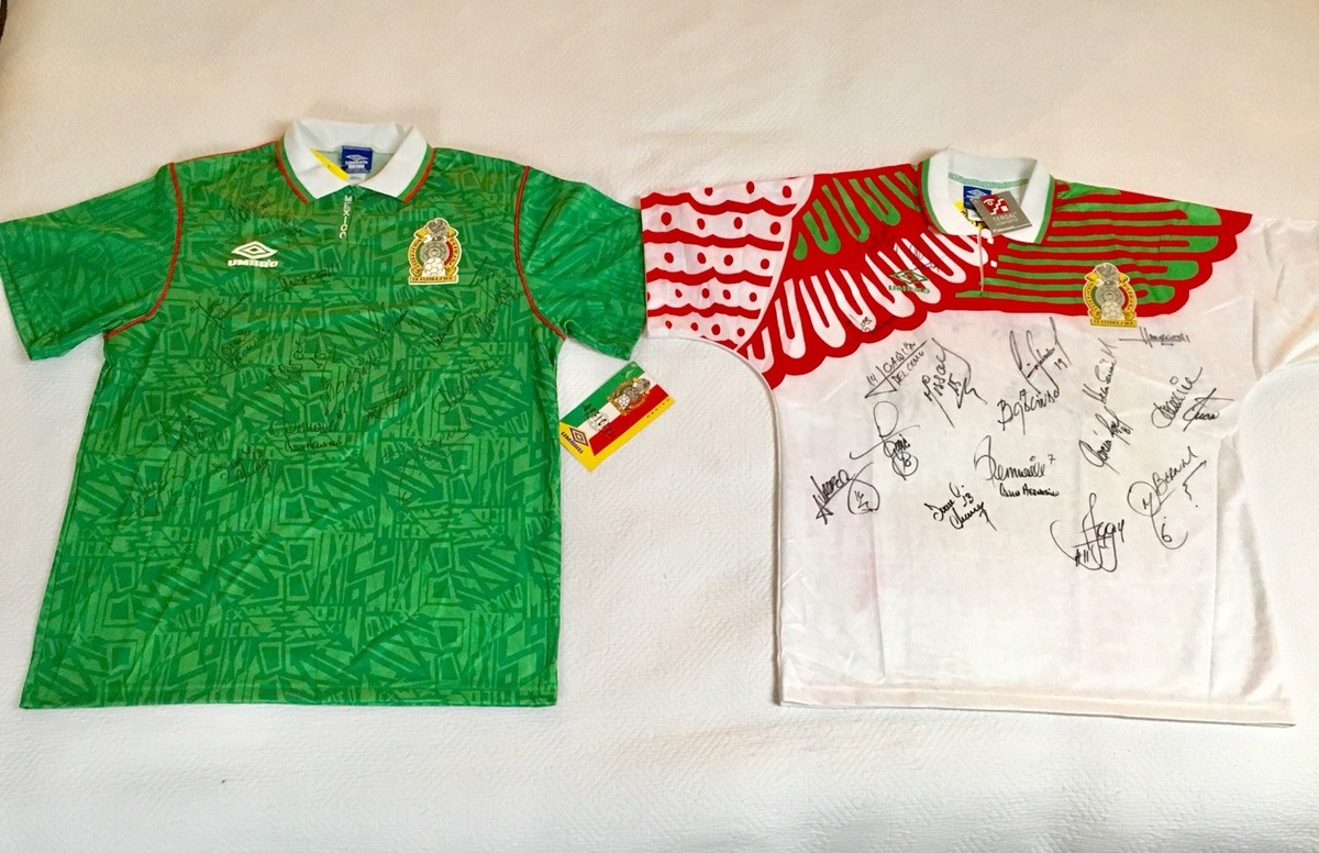 ウェア 90s UMBRO Mexico Soccer game shirt Authentic 1994 Mexico Umbro World Cup Soccer Home Jersey
