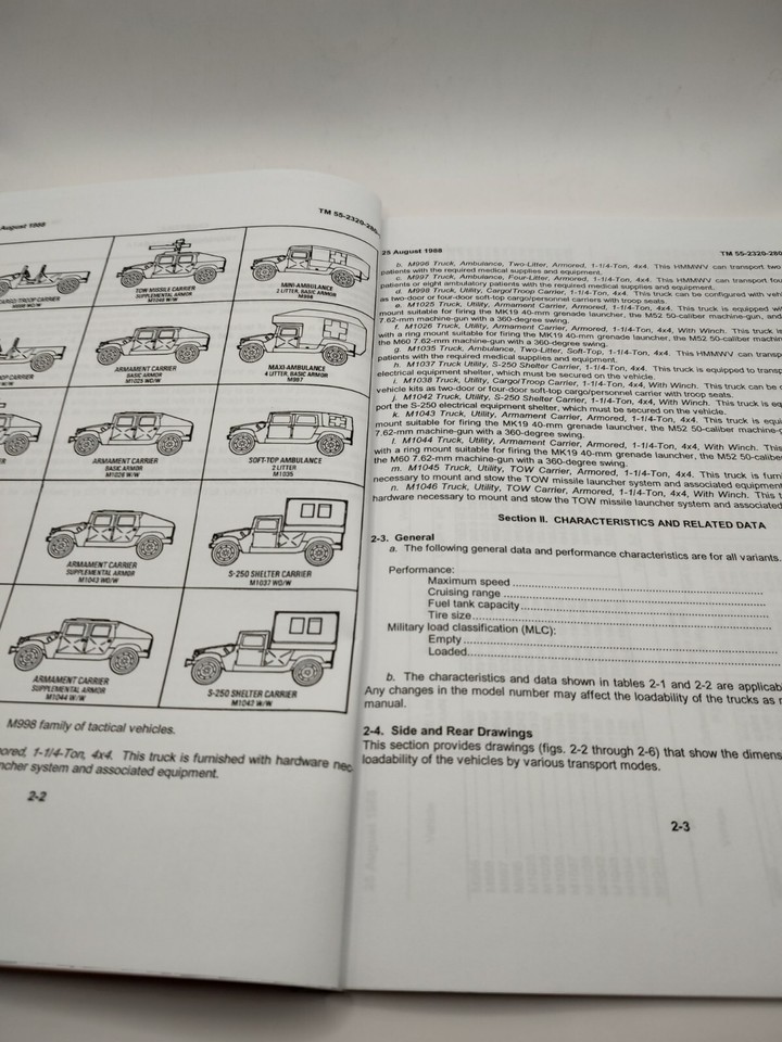 1988 HMMWV US Army M998 Series Humvee TM 55-2320-280-14 Usaf Book | eBay
