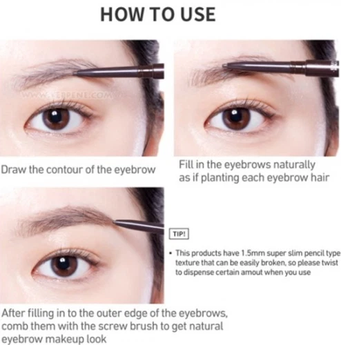 Etude House Drawing Slim Eyebrow 1.5mm - Eye Brow Pencil Light Brown Gray Black - Picture 5 of 5