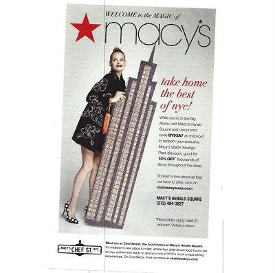 Vintage 1990s Macys New York City Print Ad Featuring Empire State Building