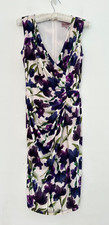 Phase Eight Dress Women's Floral Stretch Ruched Wedding Lined Purple White - 12