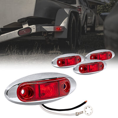 4pc 2.5'' Red LED Trailer Marker Light Chrome Bezel DOT FMVSS 108 SAE P2