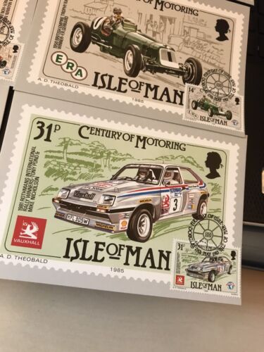 ISLE OF MAN MINT Postcards 1985 CENTURY OF MOTORING + SET OF 6 STAMPS AS PHOTOS1 - Picture 7 of 8