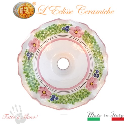 Lot Céramique Arménienne Havdallah - 4 Pièces Peintes à La Main Avec Fleurs Colorées - Assiette, Tasse, Besamim Et Bougeoir