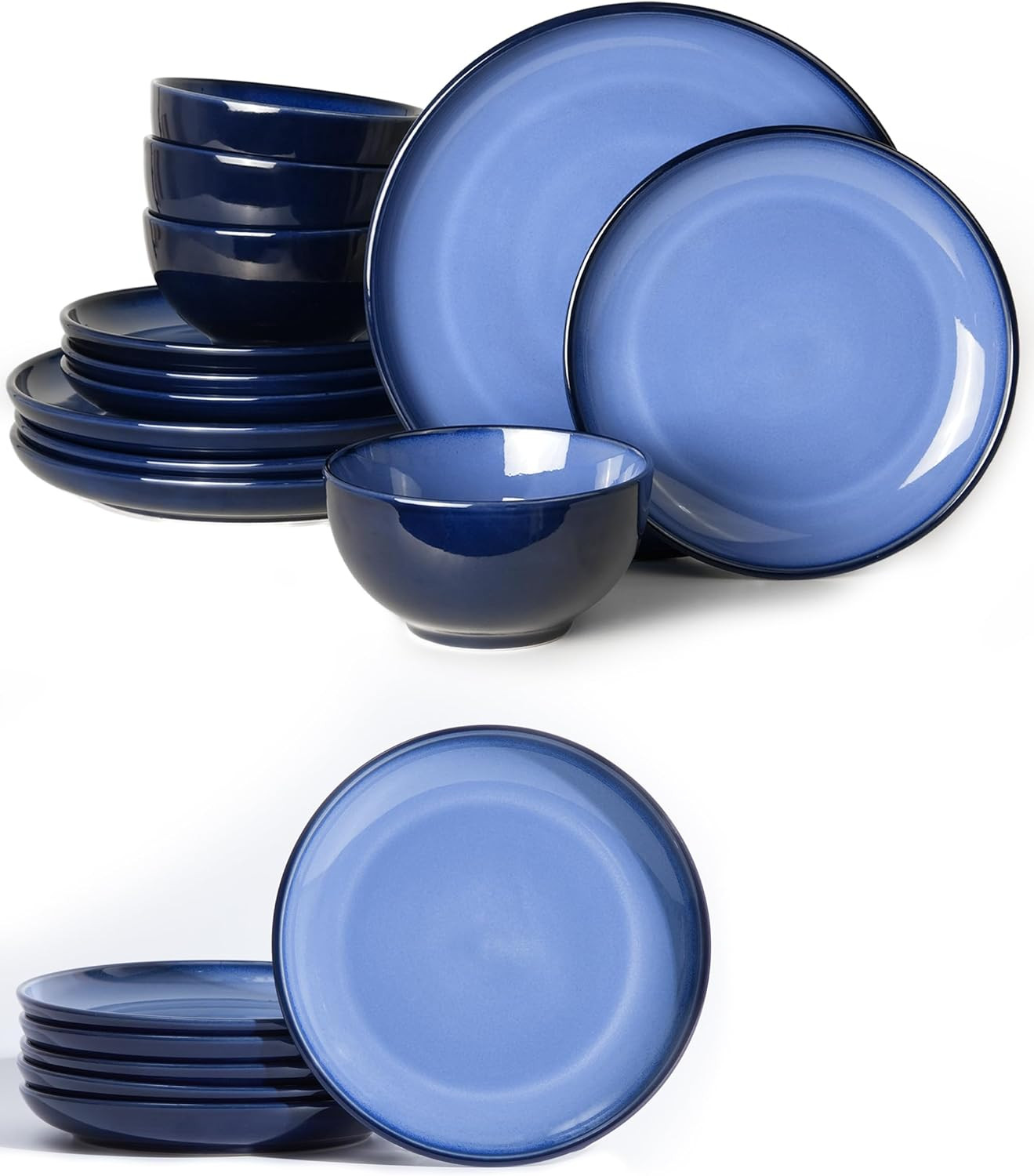 Includes 6 Piece Salad Plate Set Combo Light Blue