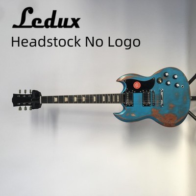 Vintage Relic Blue SG Electric Guitar HH Pickup Mahogany Body Rosewood Fretboard