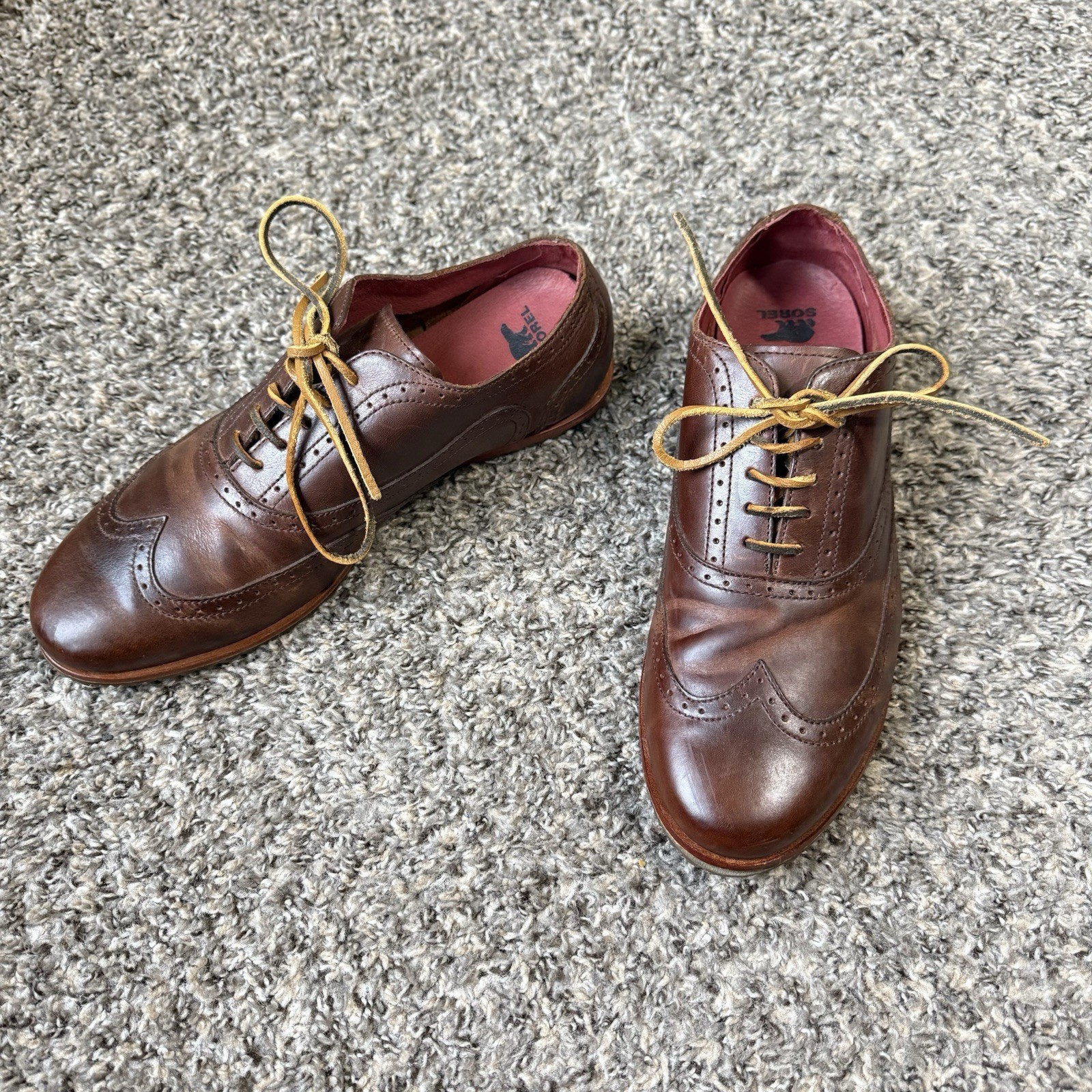 SAOLA Scarpa Oxford Sorel da uomo in pelle alare stringata marrone taglia 8 5 casual comoda