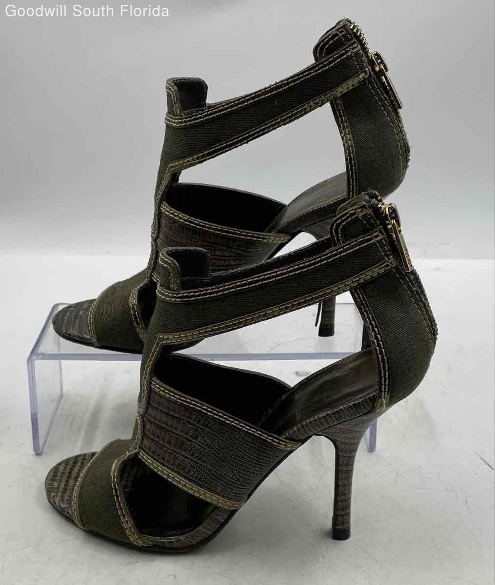 Authentic Tory Burch Womens Geoff Brown Lizard Pump Heels Size 7M Damaged Heels