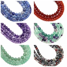 Gemstone Beaded Bracelet Tiger Eye Fluorite Round Loose Beads Layered Jewelry