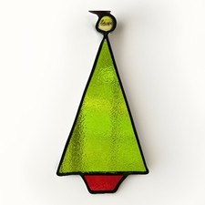 Stained Glass Christmas Tree Window Suncatcher Hanging Decor Nostalgic 7"