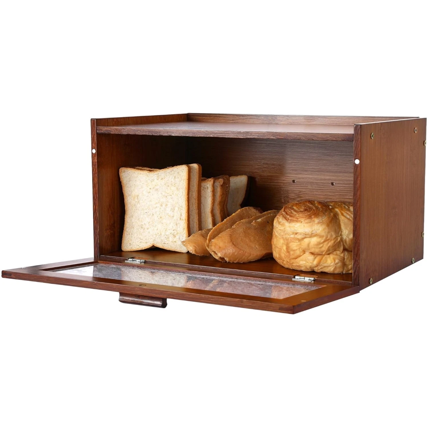 Vintage Bamboo Bread Box - Retro Brown Storage Container