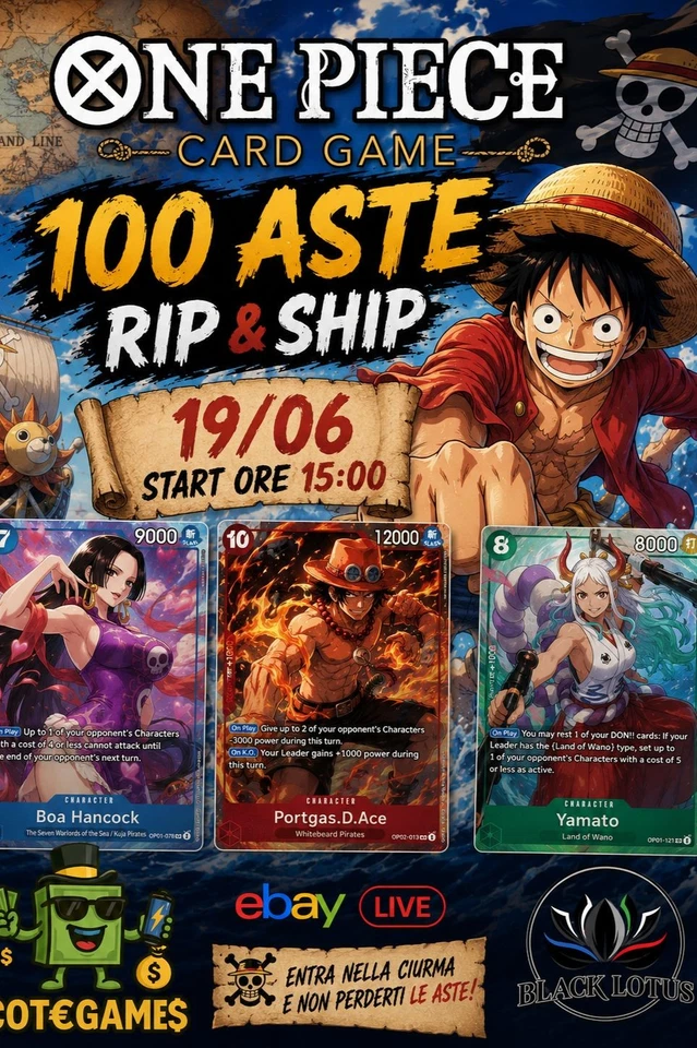 [LIVE] 💣3 BOMBE💣ASTE ONE PIECE E DRAGON BALL🔨Partenza 1€ 💚​ con Barba
