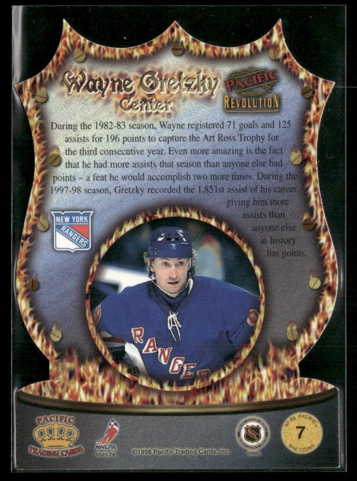 1997-98 Pacific Revolution NHL Icons #7 Wayne Gretzky - New York Rangers Salón de la fama Foto 2 de 2