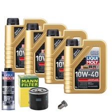 Motoröl 10W40 LIQUI MOLY Leichtlauf 4L+MANN Ölfilter+Spülung+Ölablassschraube