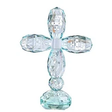  7" Standing Cross Crystal Decorative Cross Glass Cross Ornaments for Table 