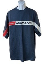 Vintage Lee Sport Cleveland Indians T Shirt Mens L Blue Colorblock Y2K MLB L NWT
