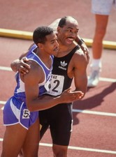 Renaldo Nehemiah Greg Foster celebrate after the 110 meters hurdle- Old Photo