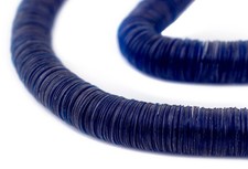 Translucent Cobalt Blue Vinyl Phono Record Beads 12mm Ghana African Disk