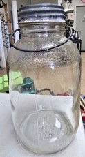 Vintage Glass Bail-Handle Storage Jar with Zinc Lid