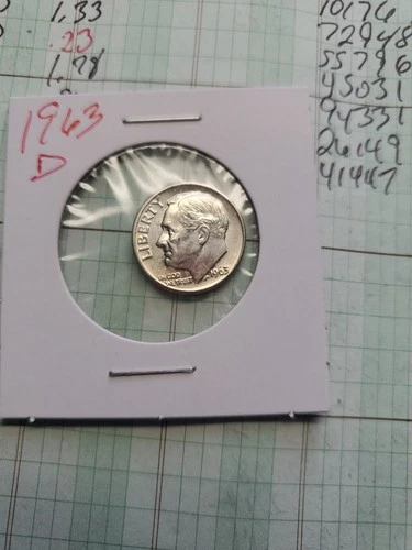 1963 D Roosevelt Dime 90% Silver Choice GEM BU Uncirculated BLAST WHITE 10c Coin