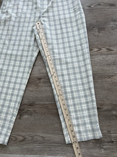 Banana Republic Hayden Pant Womens 16 Ivory Plaid Elastic Waist Ankle Length New - Picture 4 of 17