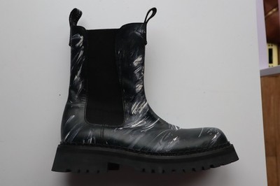 Black Purple Marbled MOSCHINO Ankle Boots w/ Elastic Inserts EU 39 US 9