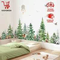 Wandtattoo Baum Kiefer Wandaufkleber Waldtiere Hirsch BäR Fuchs Kinderzimmer