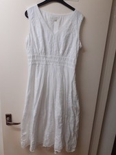 Monsoon Women's 100% Cotton Victorian Style White Dress Size 10 Fully Lined