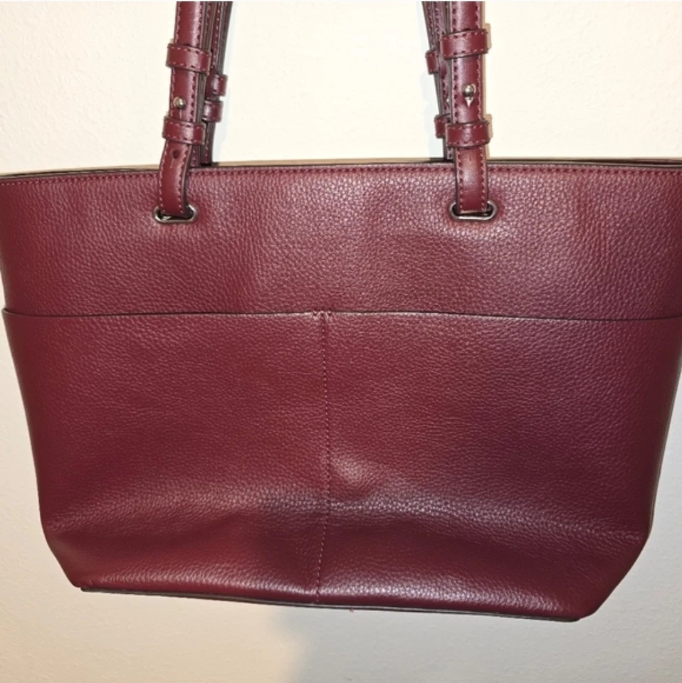 Michael Kors Bedford Guijarro Merlot Cuero Bolsillo Medio Hombro TOTE Foto 4 de 4