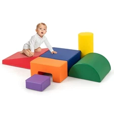 6 PCS Kids Climber Play Set Indoor Foam Climb and Crawl Activity Blocks with