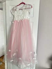 Girls Pink Tulle Lace Butterfly Princess Pageant Dress Size 10