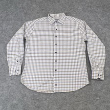 David Donahue Dress Shirt Mens Large Blue Tax Plaid Button Down Casual Preppy