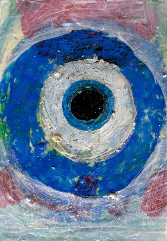 ACEO 🧿 Original Evil Eye Painting 3.5”x2.5” by Miss Rina of Studio MRAO