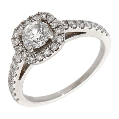 Gebrauchter 18kt Weißgold 0,95ct Diamant Halo Ring Größe: K 18kt Gold für Sie