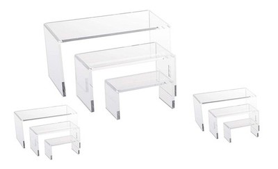 Clear Acrylic Display Risers Set Multi Size Showcase Stands Jewelry Display