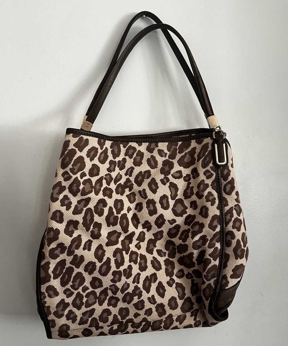 Coach Madison Phoebe Ocelot Leopard Print Beige And Tan Shoulder 