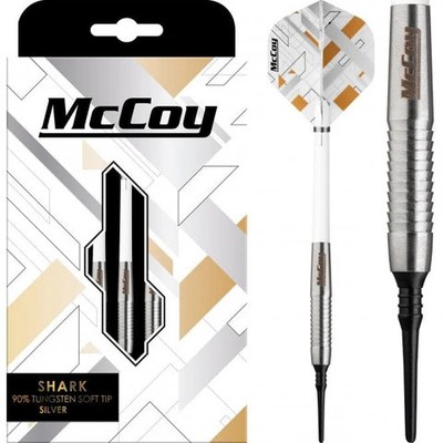 McCoy Darts Shark Silber 18g 20g 22g 90% Tungsten (Soft Dart) NEU