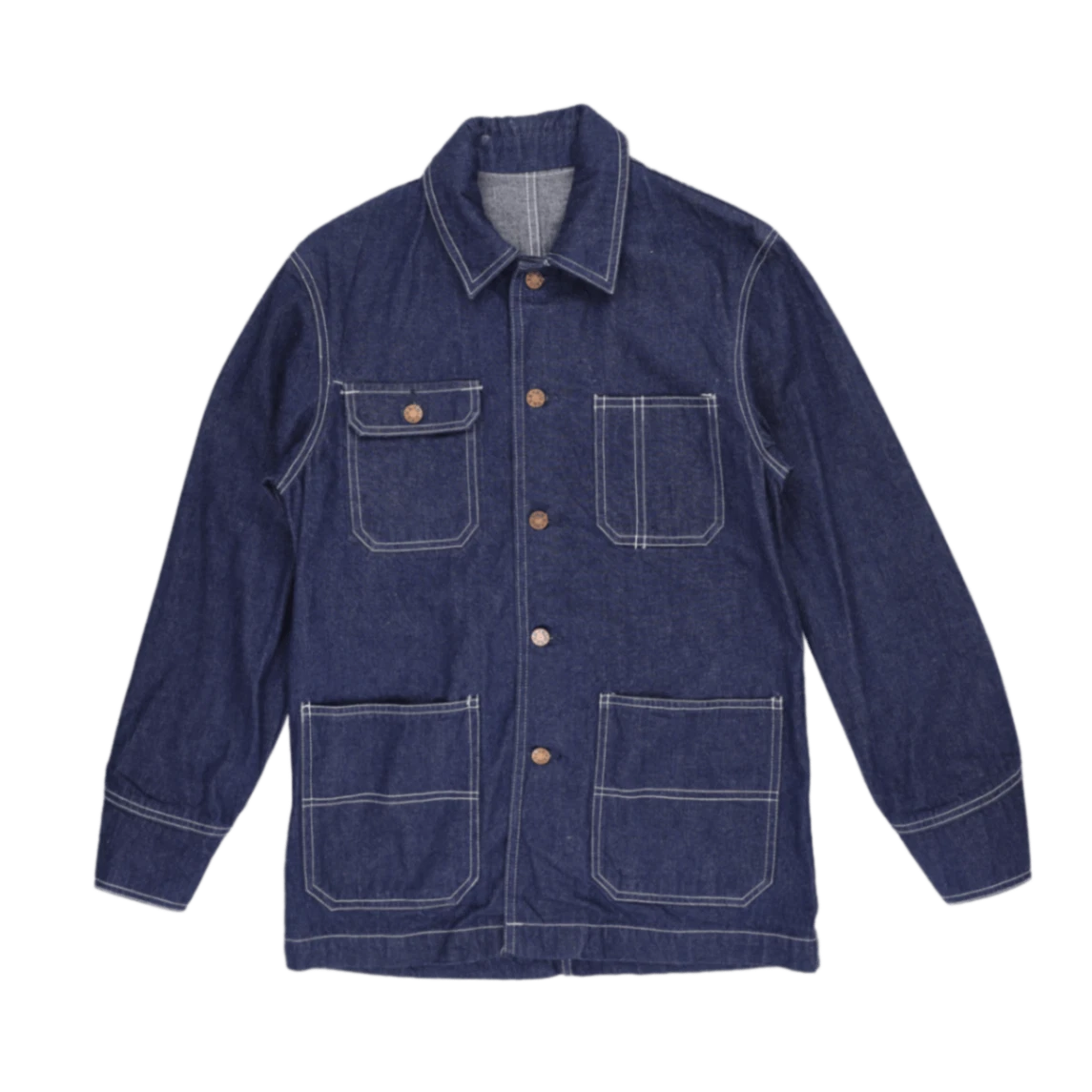 Men's Blue Mid-Length Regular Denim Jacket Size M
