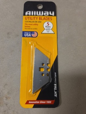 Blade,Utility Rounded Point by ALLWAY TOOLS, INC / 5 Blades in Sealed Pack