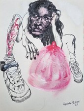 Lysiane D. COSTE Mixed Media Dessin Street Pop , Drawing , Disegni 21/27.5cm 