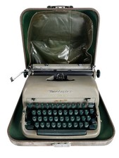 Vintage REMINGTON OFFICE-RITER Typewriter Manual Miracle Tab GREEN KEYS in Case! thumbnail